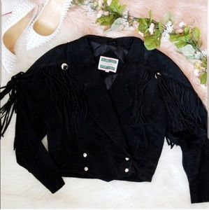 Vintage Leather Fringe Cropped Jacket